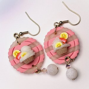 Strawberry Banana Cupcake Earrings
