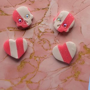 Stripey hearts & Skulls Studs 