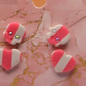 Stripey hearts & Skulls Studs