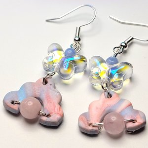 Butterfly Marble Dangles - Blue, Pink N' White