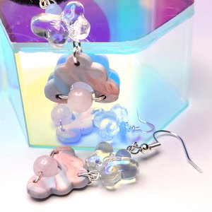 Butterfly Marble Dangles - Blue, Pink N' White