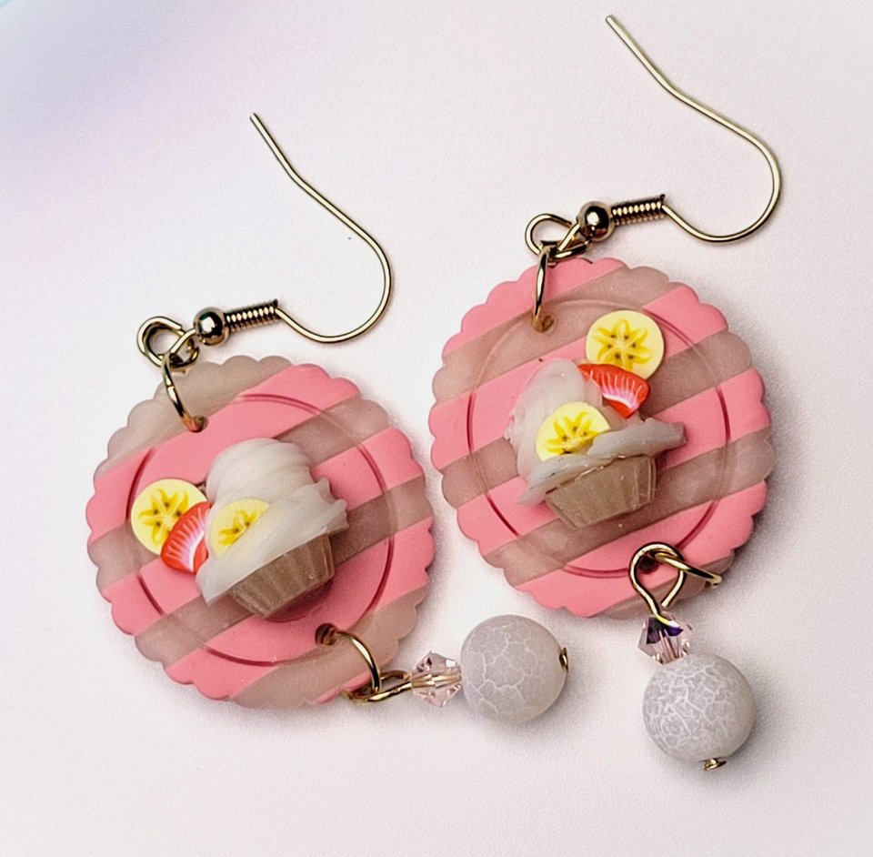 Strawberry Banana Cupcake Earrings