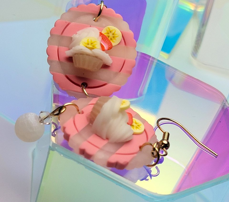 Strawberry Banana Cupcake Earrings