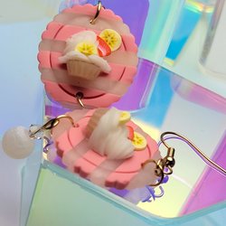 Strawberry Banana Cupcake Earrings