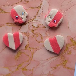 Stripey hearts & Skulls Studs 